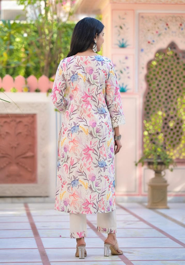 Pallavi Floral Suit set with Panel Detailing