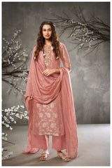 Kusum Unstitch suit set in Silk with Handwork