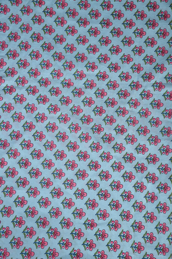 Steel Blue floral Fabric Cotton  (WIDTH 42 INCHES)