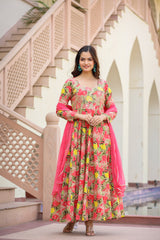 Aabha Long Chiffon Dupatta Dress