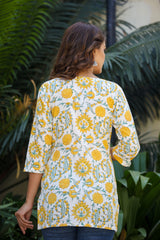 Yellow Desire Handblock Short Kurta