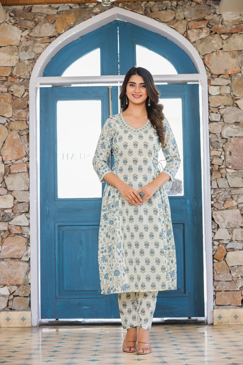 Fair White Handwork Cotton Suit Set