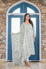 Fair White Handwork Cotton Suit Set