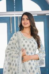 Fair White Handwork Cotton Suit Set