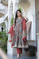 Inayat Anarkali Chanderi Silk Dupatta Suit Set