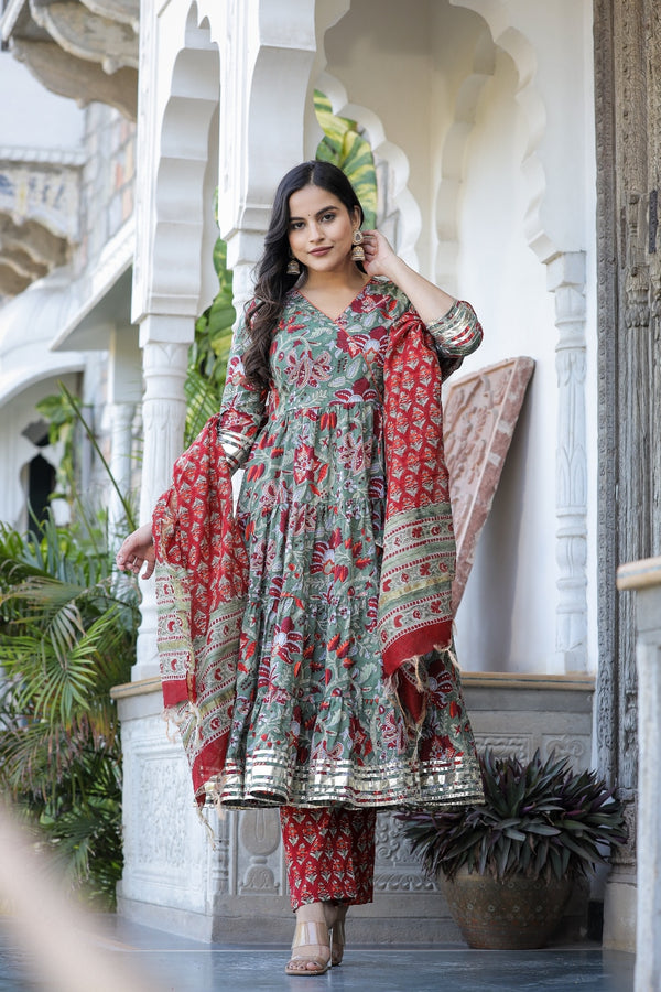 Inayat Anarkali Chanderi Silk Dupatta Suit Set