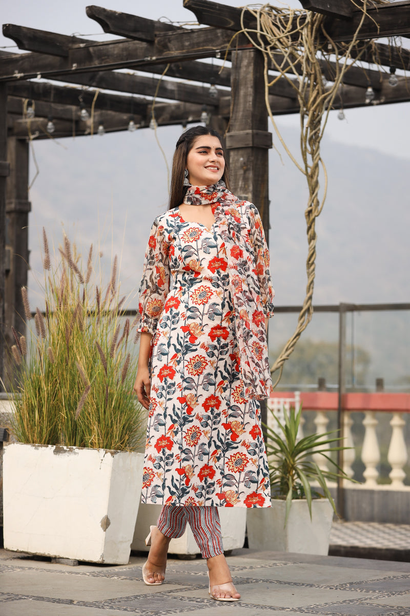 Alipriya Floral Straight Fit Suit Set