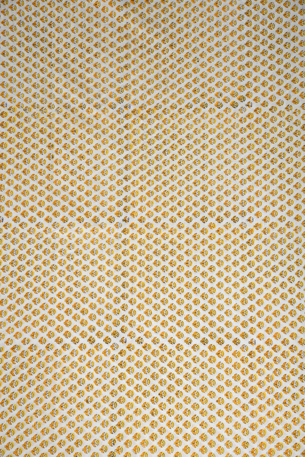 Yellow Desire Mul Handblock Fabric (WIDTH 42 INCHES)
