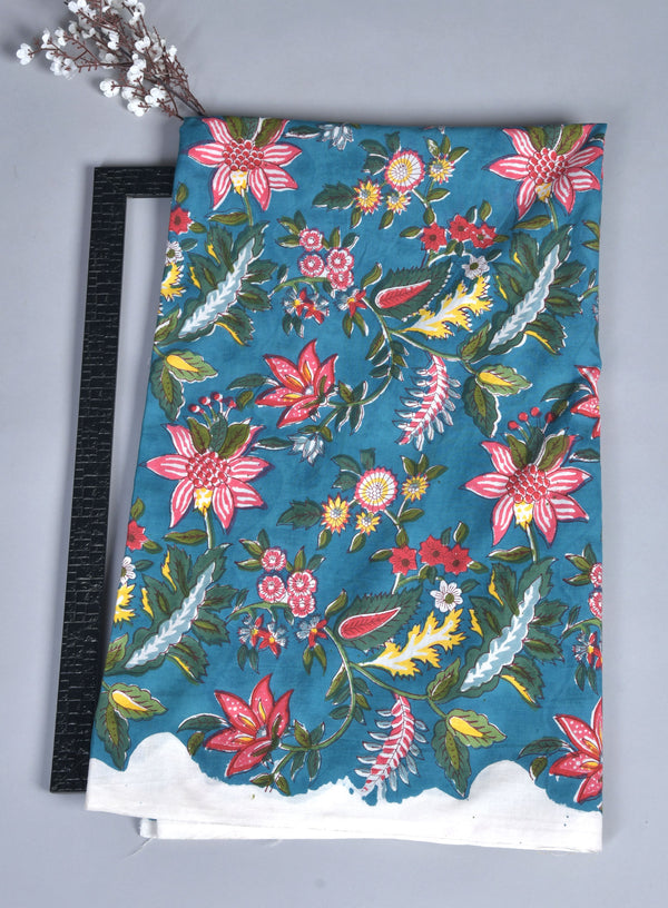 Multicolored Floral Handblock Fabric (WIDTH 42 INCHES)