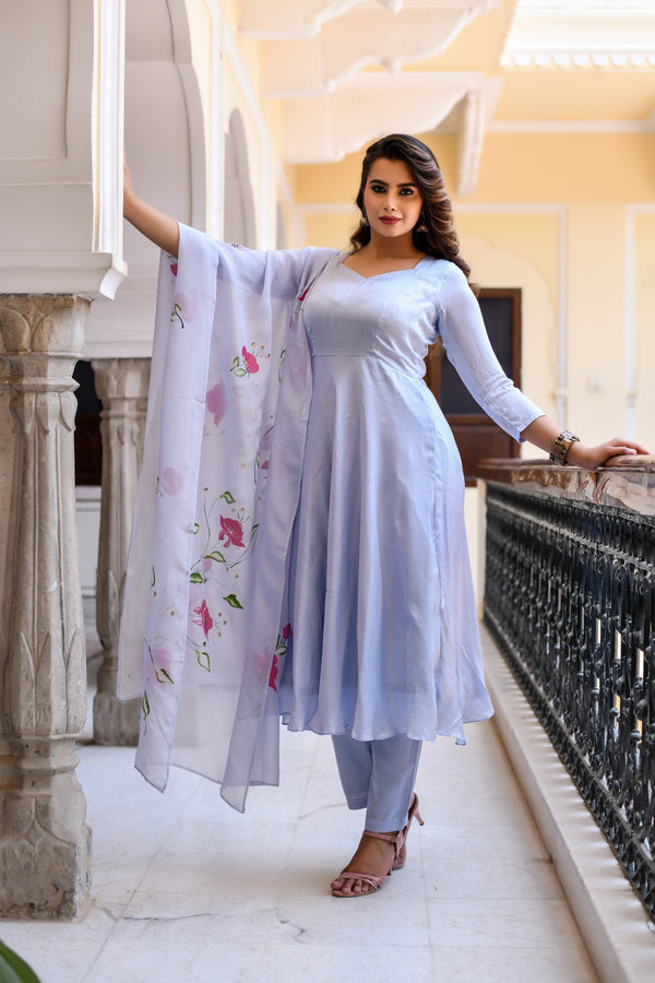 Morning Dawn Handpainted silk suit set