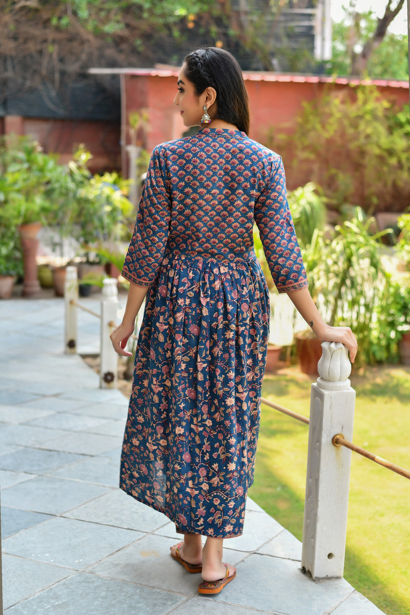 Royal Blue Handblock Suit Set