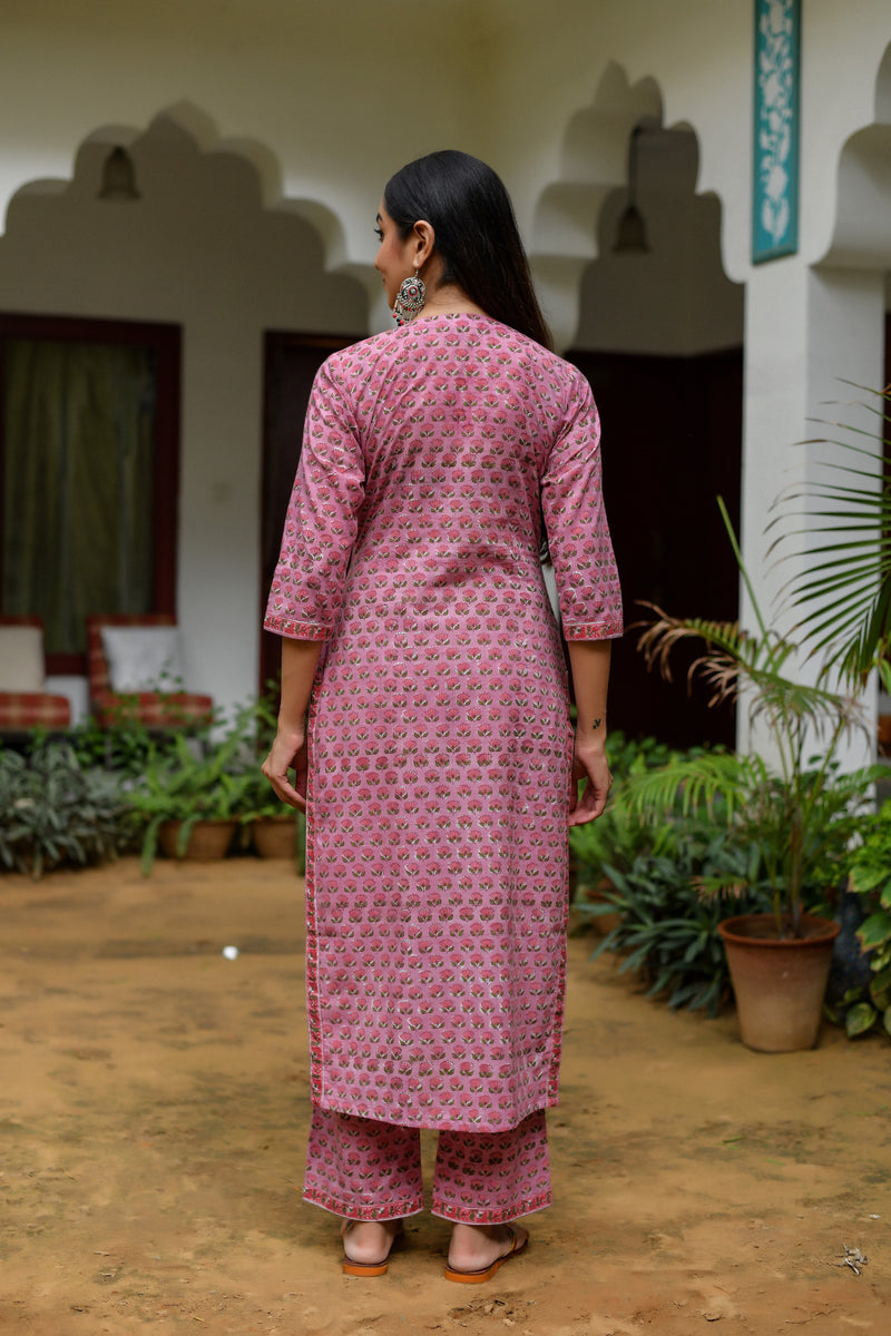 Gulabi Ethnic Handblock Printed Kurta And Pant Only