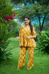 Floral Print Angrakha Style Top with Matching Pant Only