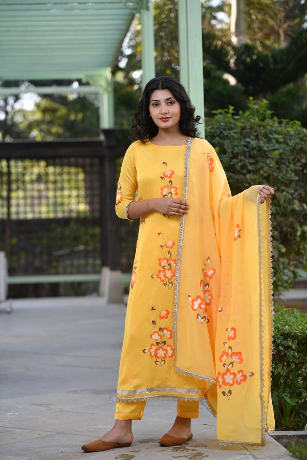 Morning Dawn Handpainted silk suit set