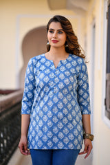 Azure Floral Short kurta