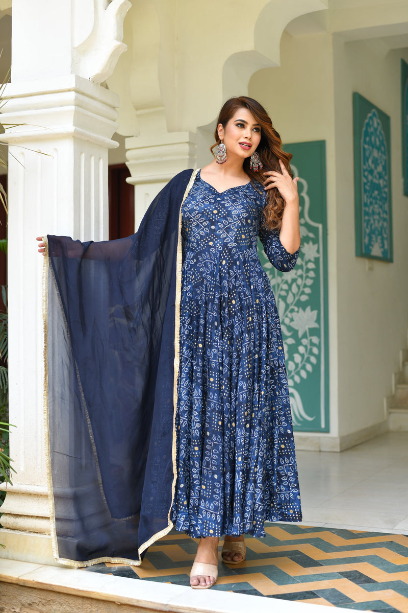 Persian Majesty Bandhani Anarkali Dress