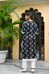 Beautiful Black Embroidered Silk Suit Set With Lace detail