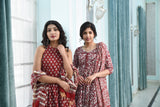 Mesmerising Maroon Pure Handblock Sharara Set With Gota Work