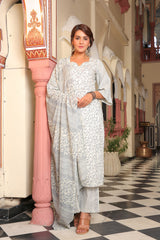 Opaline Innocence Pure Cotton Straight Suit Set