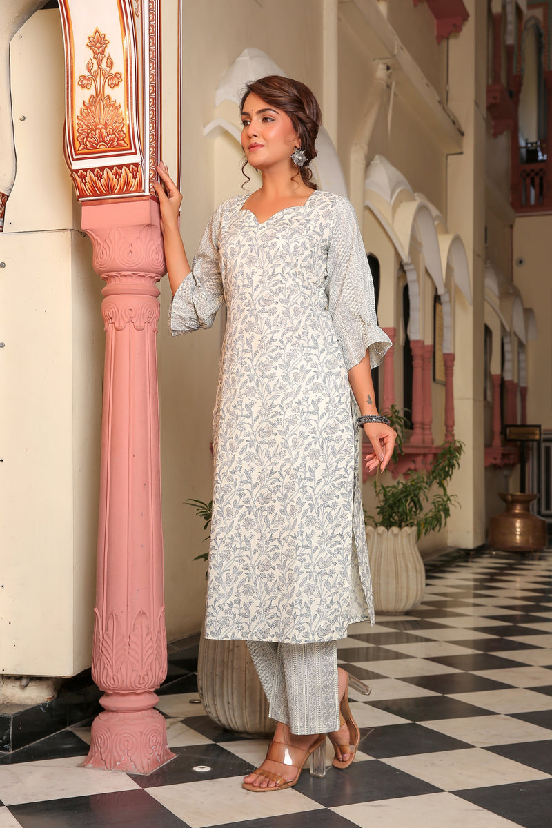 Opaline Innocence Pure Cotton Straight Suit Set