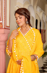 Sunshine Yellow Leheriya Cotton Suit Set