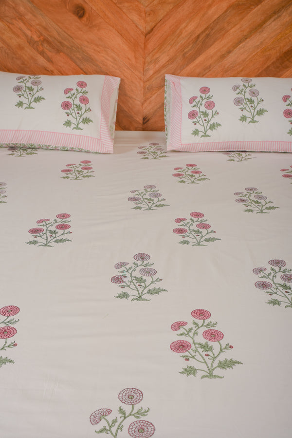 Treasured Soft Pure Handblock Cotton King Size Bedsheet