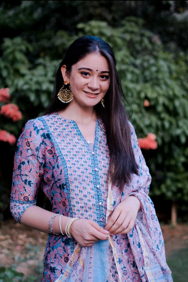 Premium Chanderi Print Individual Kurta And Pant Only