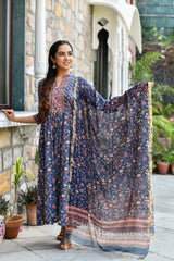 Royal Blue Handblock Suit Set