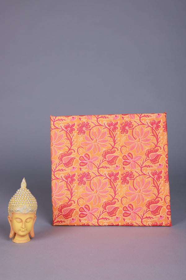oishi orange floral jaal cotton fabric (WIDTH 42 INCHES)