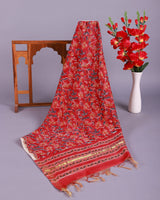 Falak Madrid Red Handblock Unstitched Suit Set