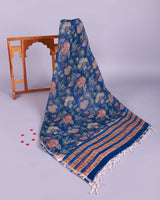 BLUE SAPPHIRE HANDBLOCK KOTADORIA DUPATTA UNSTITCHED SUIT SET
