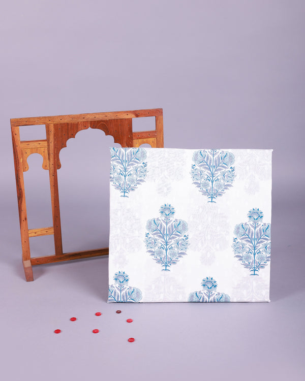PHULWAARI WHITE FLORAL COTTON FABRIC (WIDTH 42 INCHES)
