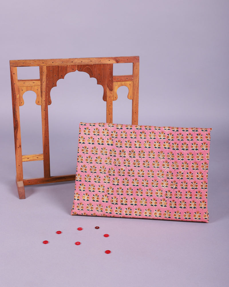 Rabab Punch Pink Handblock Unstitched Suit Set