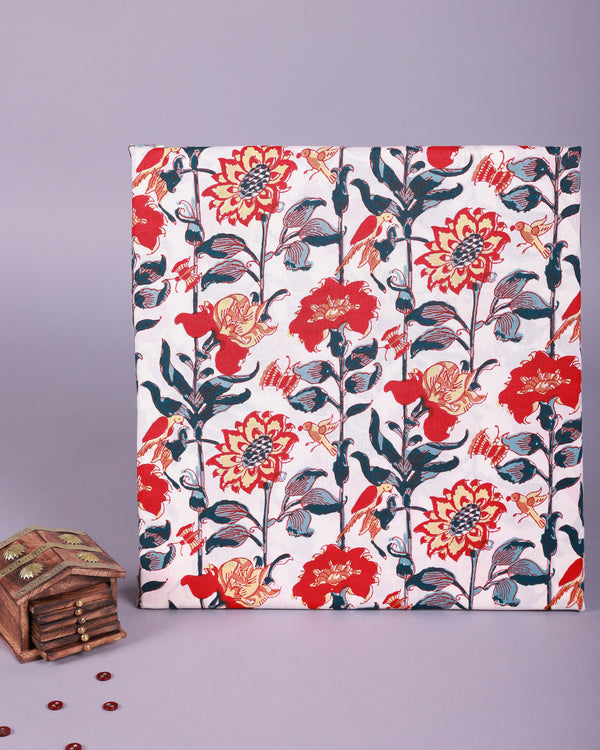 BHAANUPRIYA RED BLOSSOMS COTTON FABRIC (WIDTH 42 INCHES)