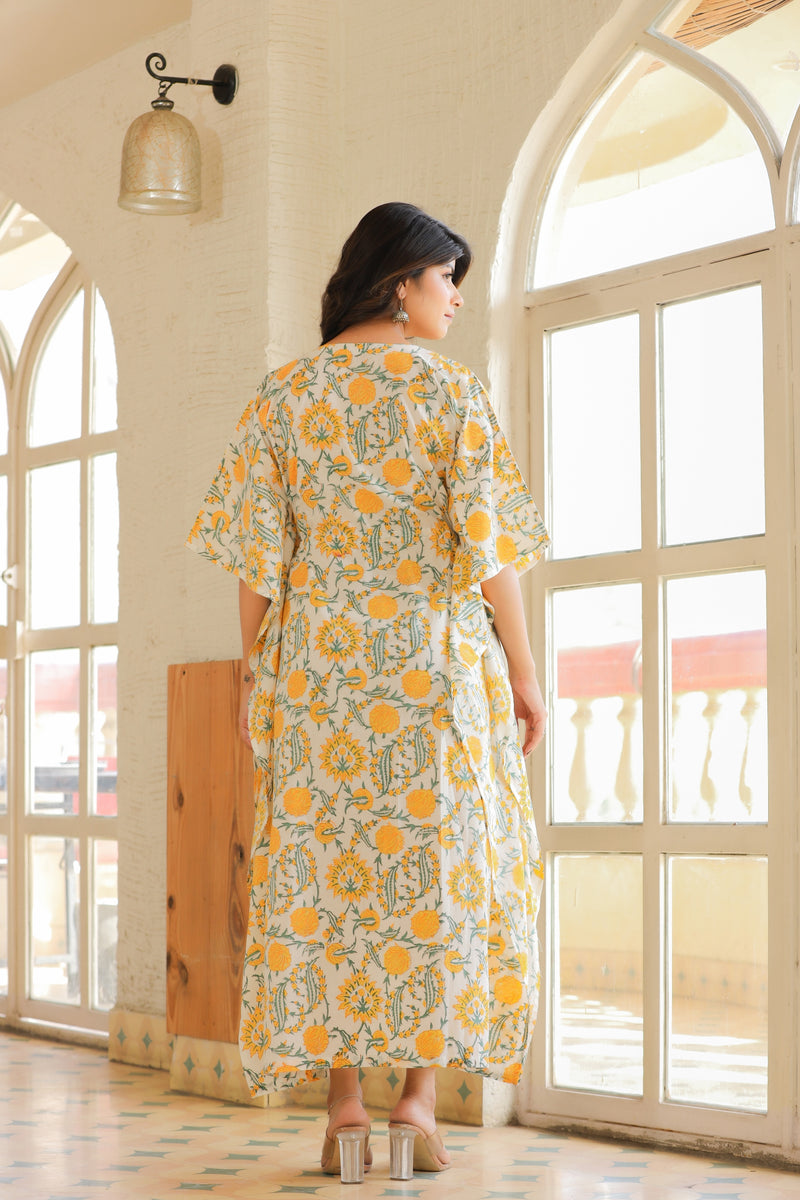 Women's Casual Printed Handblock Kaftan