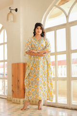 Women's Casual Printed Handblock Kaftan