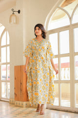 Women's Casual Printed Handblock Kaftan