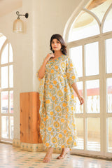 Women's Casual Printed Handblock Kaftan