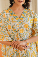 Women's Casual Printed Handblock Kaftan