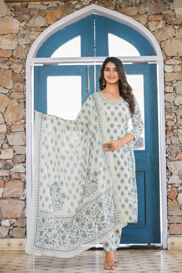 FAIR WHITE COTTON UNSTITCHED SUIT SET