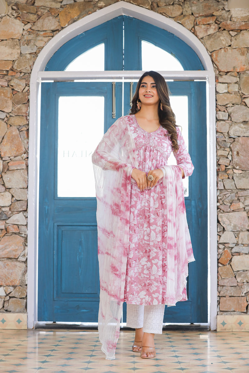 Yuthika Embroidered Cotton Suit Set