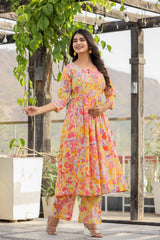 MULTICOLOR MARVEL KURTA PANT SET
