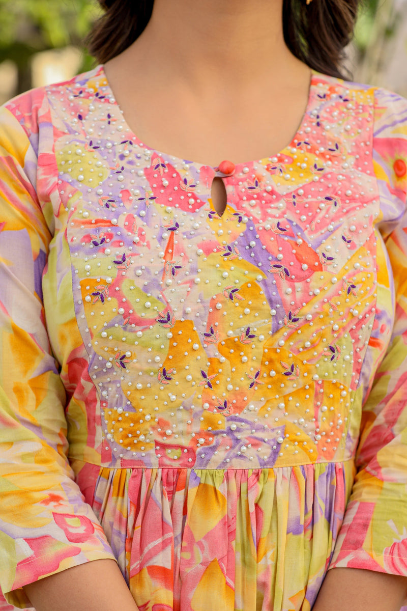 MULTICOLOR MARVEL KURTA PANT SET