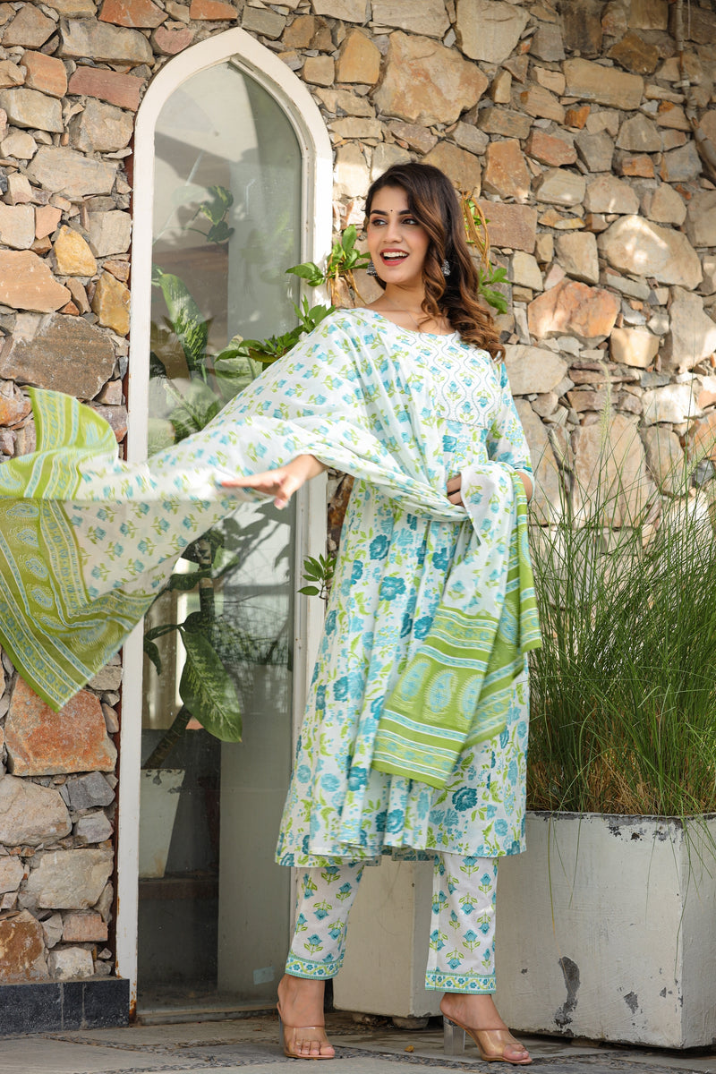 Teal Green Summer Salwar Kameez Suit Cotton Sequins Work AP1031 –  ShreeFashionWear
