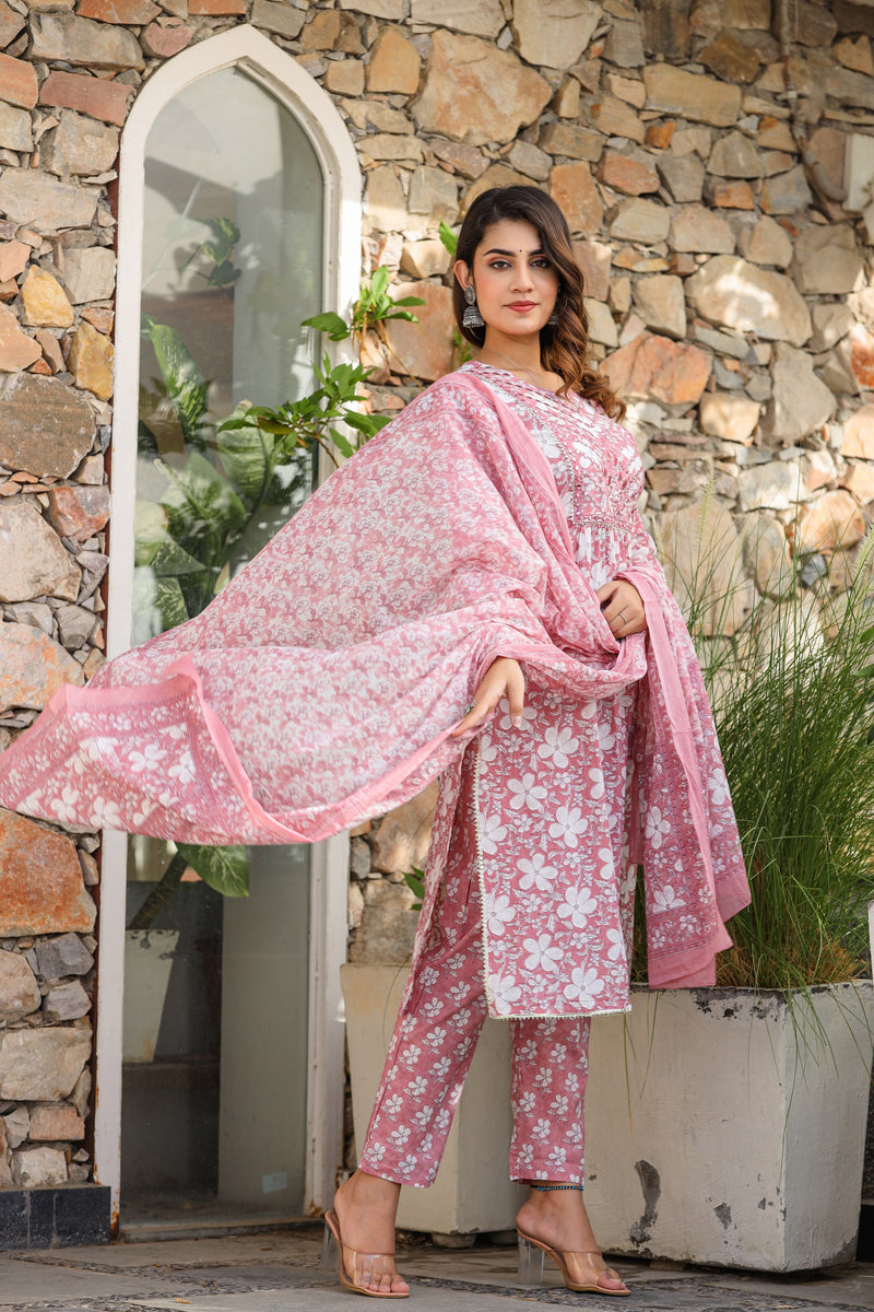 Summer Spectrum Embroidery Cotton Suit Set