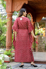 Regal Red Long Handblock Kaftan