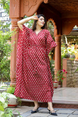 Regal Red Long Handblock Kaftan