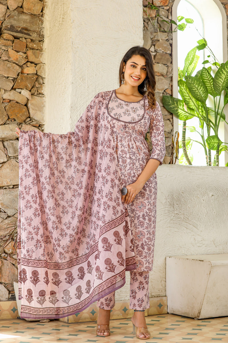 Poetic Bloom Embroidery Cotton Suit Set