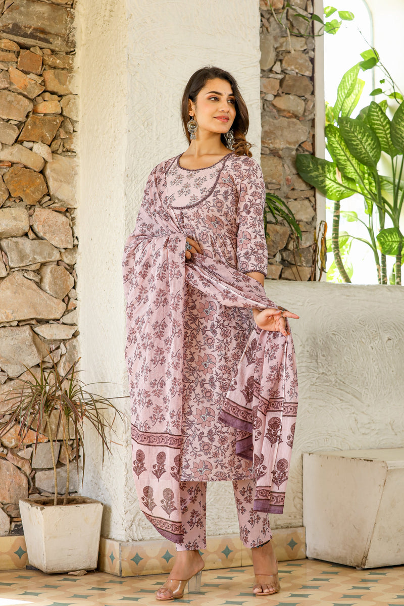 Poetic Bloom Embroidery Cotton Suit Set