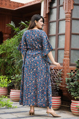 Queen Blue Long Handblock Kaftan